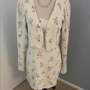 Floral Knit Dress and Cardigan Set